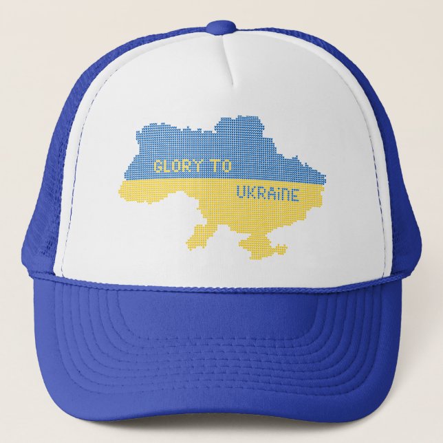 Knittern ukrainischer Staat Landkarte Text Ruhm an Truckerkappe (Vorderseite)