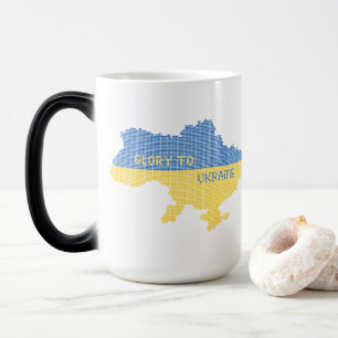 Knittern ukrainischer Staat Landkarte Text Ruhm an Verwandlungstasse