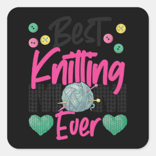 Knittern von Crocheting-Strick Happens Knitter Quadratischer Aufkleber