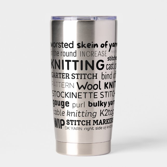 Knitters isolierte Tumbler-Reise-Kaffeemaschine Thermobecher (Vorderseite)