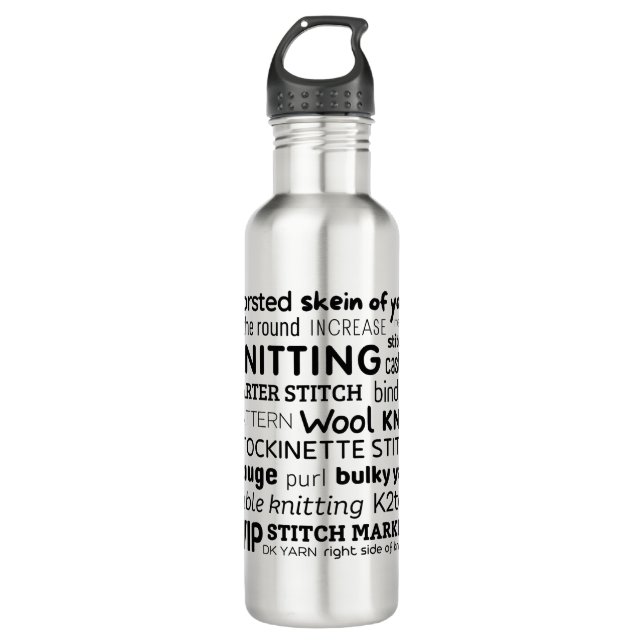Knitters Lieblingsworte stainless Water Flasche Edelstahlflasche (Vorderseite)