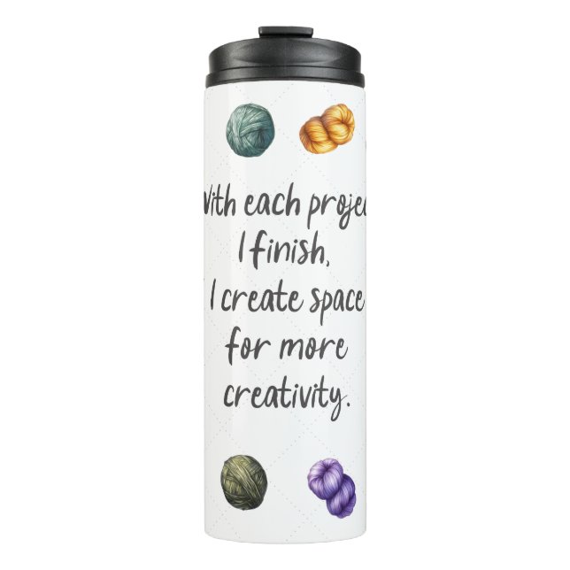 Knitting Affirmation Travel Mug Thermosbecher (Vorderseite)