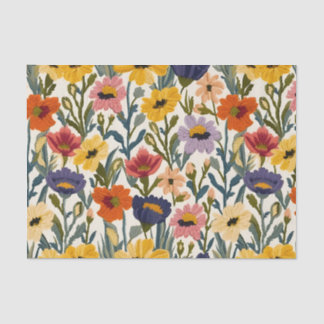 Knitting Botanical Pattern Pastel Vintage Colours Seidenpapier