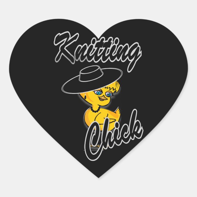 Knitting Chick #4 Herz-Aufkleber (Vorderseite)