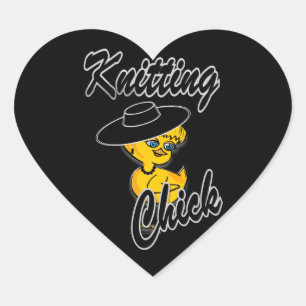 Knitting Chick #4 Herz-Aufkleber