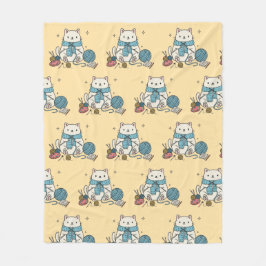 Knitting Crochet Cat Paws Pastel Pattern Cozy Fleecedecke