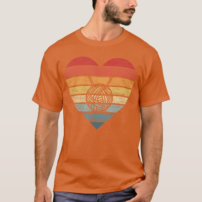 Knitting Crochet Lover Gifts Retro Sunset Yarn Fun T-Shirt (Vorderseite)