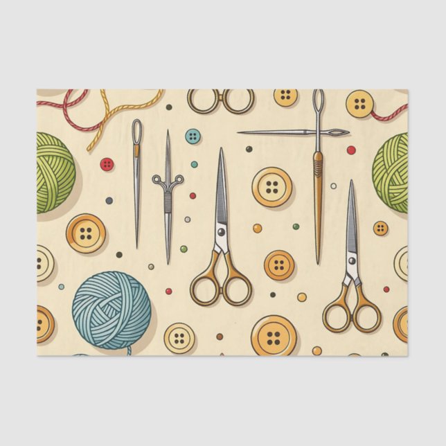 Knitting Crochet Sewing Tools Pattern Seidenpapier (Vorderseite)