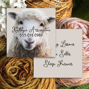 Knitting FIber Sheep Wool Square Business Cards Quadratische Visitenkarte