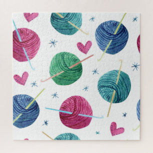 Knitting Thema, Wasserfarbe nahtlose Muster.