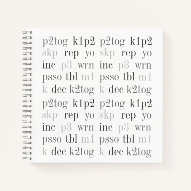 KNITTING WORDS 8.5" Square Spiralnotebook Notizbuch (Vorderseite)