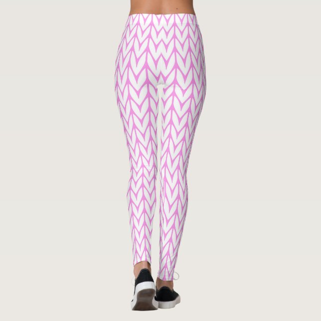 Knitting Yarn Pattern Pink Decor Leggings (Rückseite)