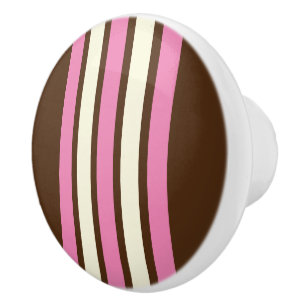 Knob der neapolitanen Keramik (braun, rosa und cre Keramikknauf