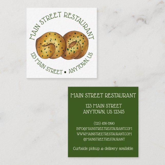 Knoblauch Brot Roll Italienischer Koch Koch Quadratische Visitenkarte (Vorne/Hinten)