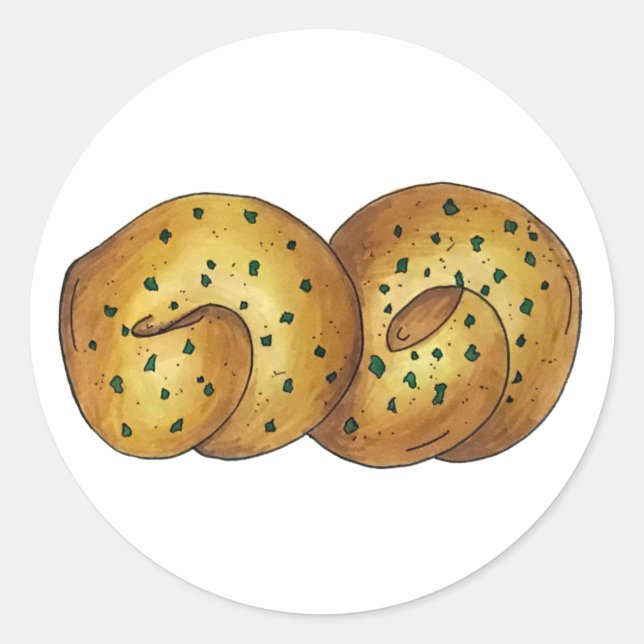 Knoblauch Brot Roll Italienischer Koch Koch Runder Aufkleber (Vorderseite)