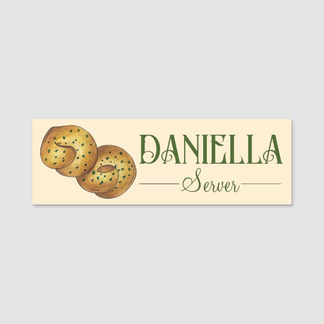 Knoblauch Knoblauch Brot Roll Italienisches Restau Namensschild (Vorderseite)