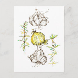 Knoblauch Küche Kochen Kräuter Garten Pflanze Postkarte