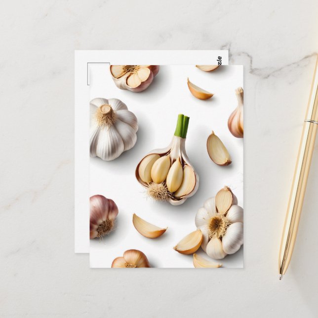Knoblauch Postkarte (Vorderseite/Rückseite Beispiel)