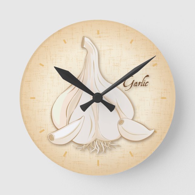 Knoblauchuhr Runde Wanduhr (Vorderseite)