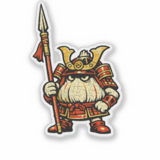Knoblauchwächter – Lustige Gemüseburg Samurai Aufkleber