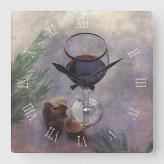 Knoblauchwein und Krautuhr Quadratische Wanduhr