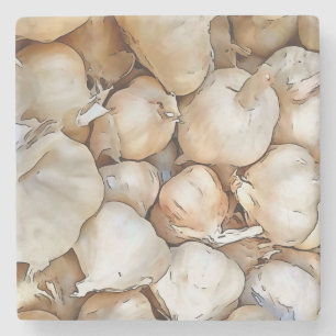 Knoblauchzwiebeln Kunstschwarze Kontur Kunst Steinuntersetzer