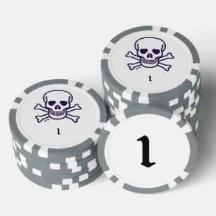Knochen 1 grauer gestreifter Poker-Chip Pokerchips