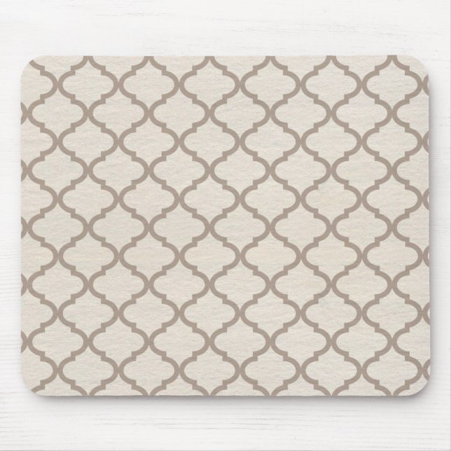 Knochen/Beige marokkanisches Gittermuster Mousepad (Vorne)