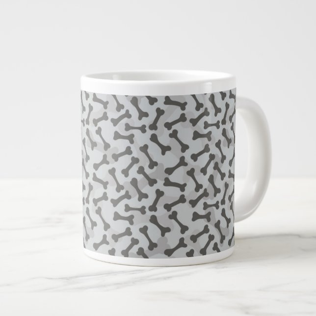 Knochen-Beschaffenheits-Muster Greyscale Jumbo-Tasse (Vorderseite Rechts)