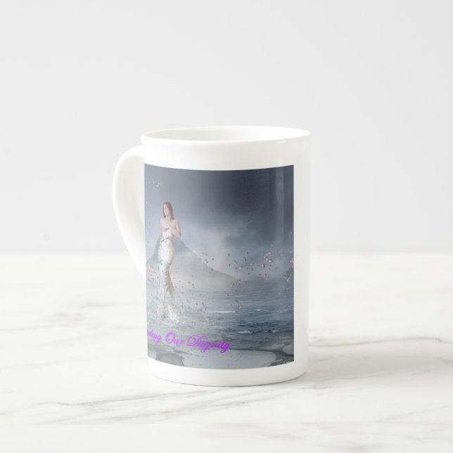 Knochen-China-Tasse D O D steigende Venus Prozellantasse (Vorderseite Links)