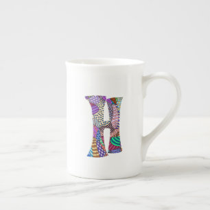Knochen-China-Tasse des Feier-Buchstabe-H Prozellantasse