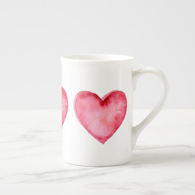 Knochen-China-Tasse - Ein großes rotes Herz Prozellantasse (Rechts)