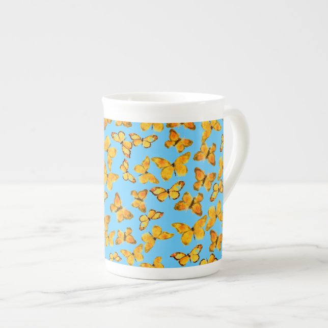 Knochen-China-Tasse, Goldene Schmetterlinge auf Sk Prozellantasse (Vorderseite Rechts)