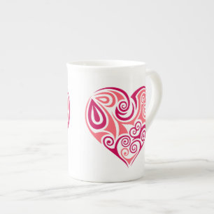 Knochen-China-Tasse - Herz Prozellantasse