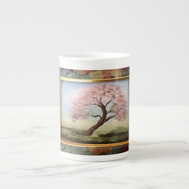 Knochen-China-Tasse in meiner Magnolie Prozellantasse (Vorderseite)