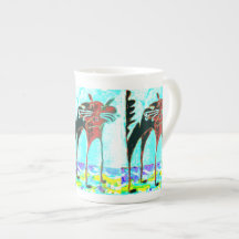 Knochen-China-Tasse Meow-Schreckens-Katze helles