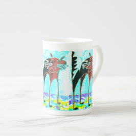 Knochen-China-Tasse Meow-Schreckens-Katze helles Prozellantasse