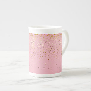 Knochen-China Tasse-Zierliches goldenes Stern-Rosa Prozellantasse