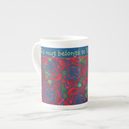 Knochen-China-Tasse zum Personalisieren: Rote Rose Prozellantasse