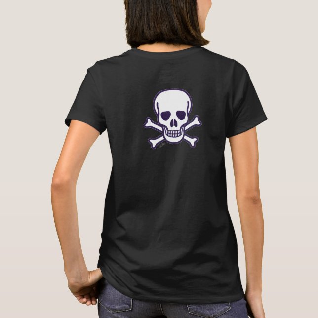 Knochen Frauen Schwarzer T - Shirt zurück (Rückseite)