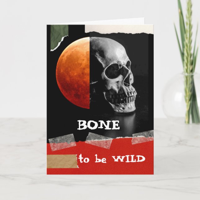 Knochen, frei zu sein auf Halloween Grunge Skull Karte (Vorderseite)