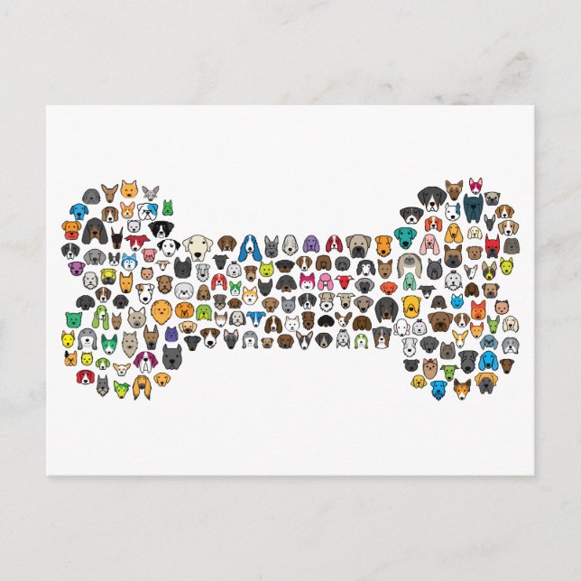 KNOCHEN HundeCartoon Postkarte (Vorderseite)