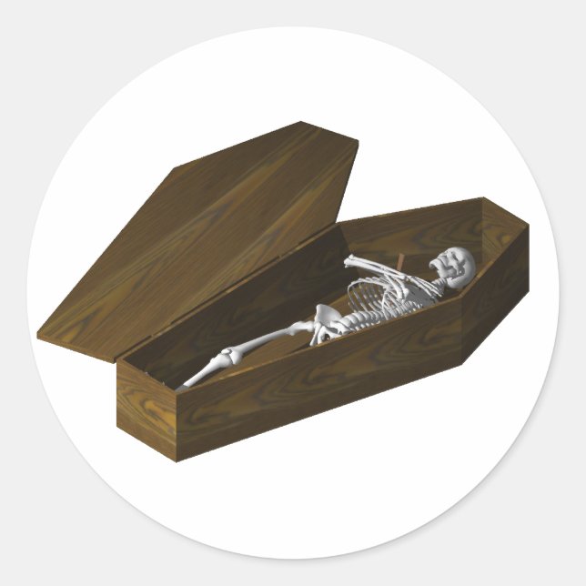 Knochen in einem Sarg: Halloween: Runder Aufkleber (Vorderseite)