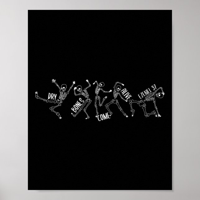 Knochen kommen Alive Ezekiel 37 Halloween Skeleton Poster (Vorne)