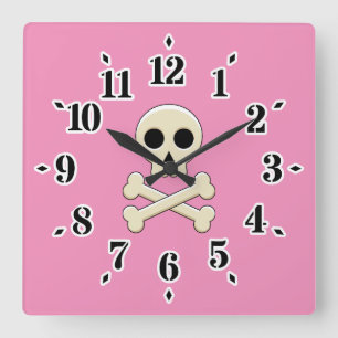 Knochen Quadratische Wanduhr
