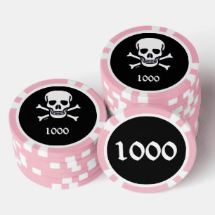 Knochen, schwarz pink, 1000 gestreifter Poker-Chip Pokerchips