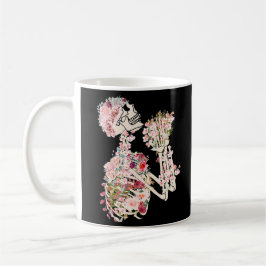 Knochen und Botanikskelett und Blume Kaffeetasse