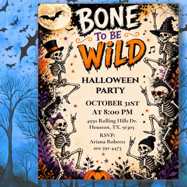 Knochen Wilde Halloween-Party Einladung (Von Creator hochgeladen)