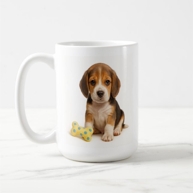Knochen zum Wilden - Beagle Pup & Polka Dot Kaffeetasse (Links)