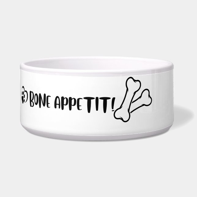 Knochenappetit - Keramik Hundeschüssel für Hunde Napf (Vorderseite)